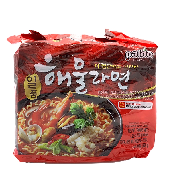 Paldo Instant Noodle With Seafood Soup 120gx5Pcs